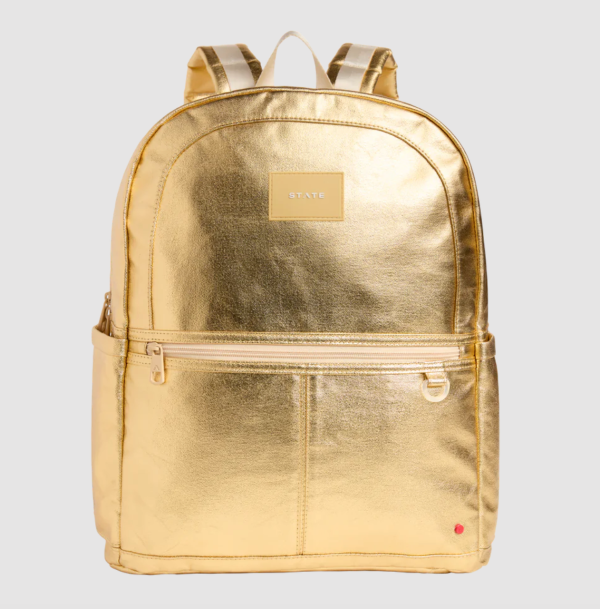 State Bags Metallic Kane Kids Double Pocket Large Gold Backpack Online Sale