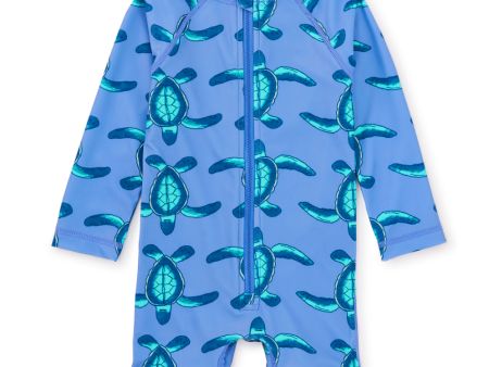 Tea Collection Rash Guard Baby Swimsuit Nesting Sea Turtles Size 18-24m For Sale