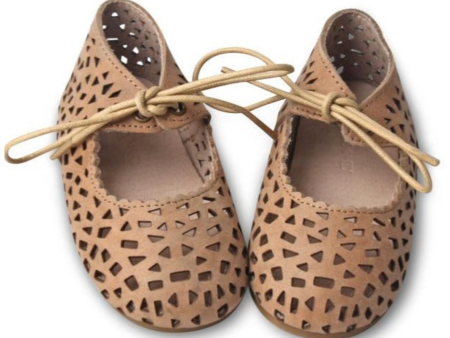 Consciously Baby Leather Boho Mary Janes Sand Hard Sole Size 8 Toddler Supply