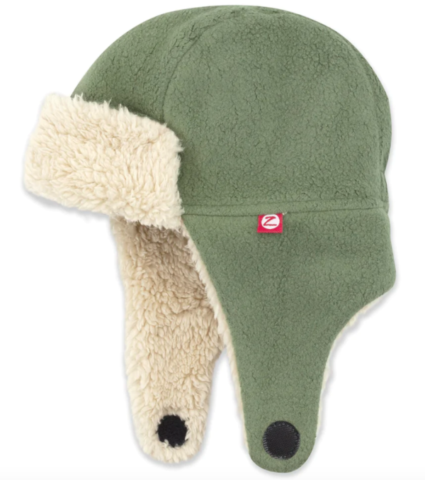 Zutano Cozie Fleece Furry Trapper Hat Olive Size 2T Sale