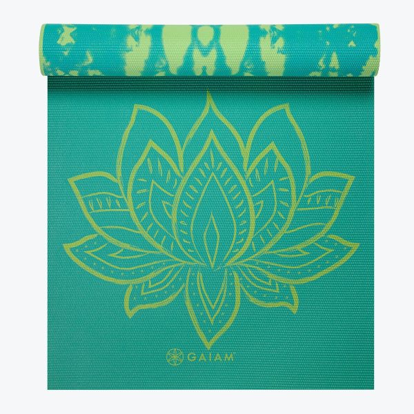 Reversible Turquoise Lotus Yoga Mat (6mm) Online now