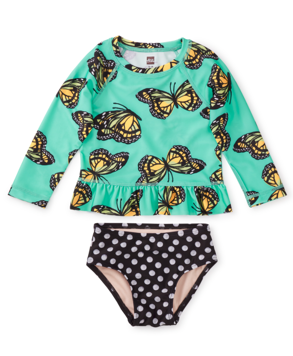 Tea Collection Rash Guard Baby Swim Set Monarch Migration Size 9-12m on Sale