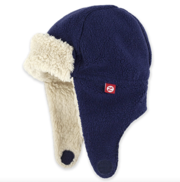 Zutano Cozie Fleece Furry Trapper Hat True Navy Hot on Sale