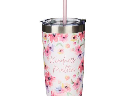 Taza de acero inoxidable Kindness Matters - Blanco on Sale