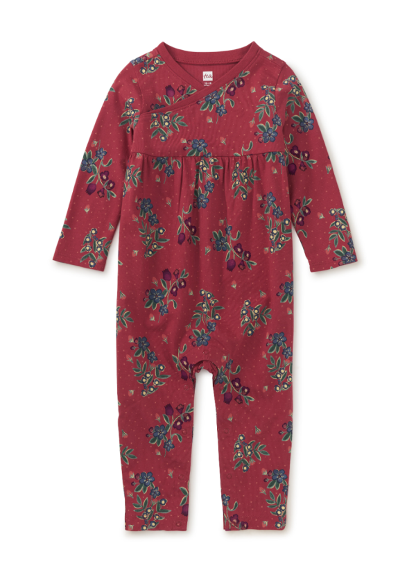 Tea Collection Wrap Neck Baby Romper Turkish Tea Floral Discount