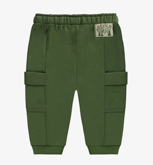 Souris Mini Relaxed Fit Green Pants With Cargo Pockets In French Terry For Cheap