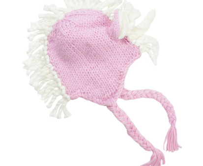 The Blueberry Hill Ella Unicorn Knit Hat Pink & White Size 3-12 Months For Sale