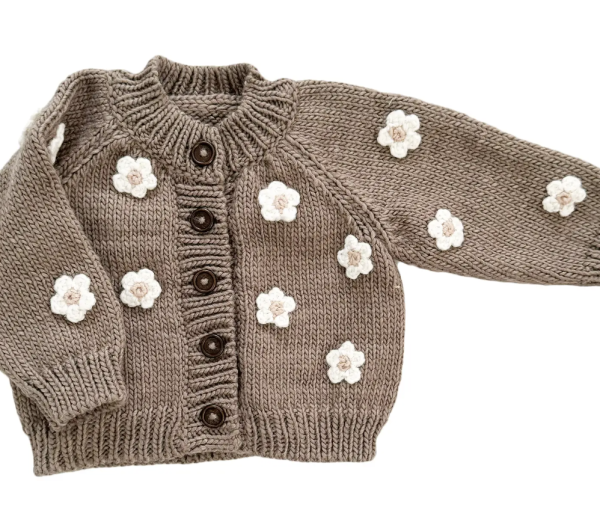 The Blueberry Hill Flower Cardigan Tan Kids and Baby Sweater Size 2-3Y Online