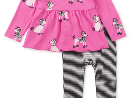 Tea Collection Peplum Top & Pants Baby Set Poodle Promenade Online now