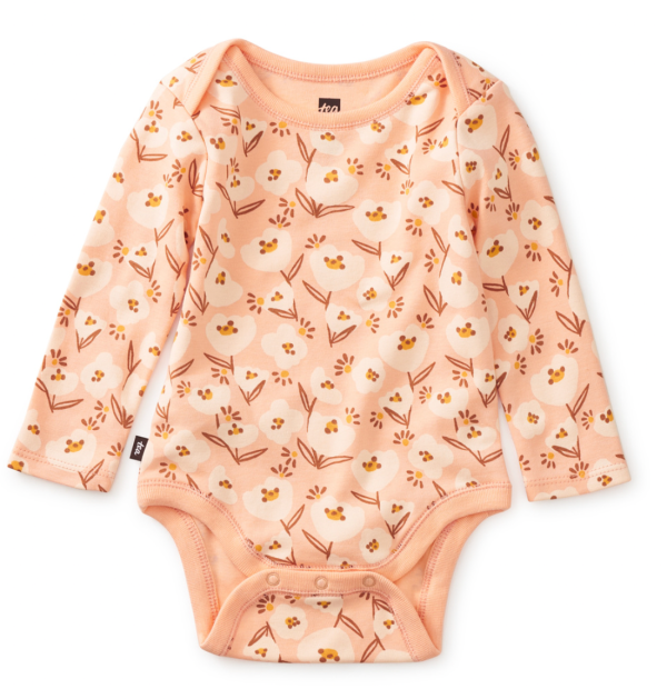 Tea Collection Baby Bodysuit Floral Peach For Discount