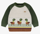 Souris Mini Green Knit Sweater With Duck Jacquard Pattern Online Hot Sale