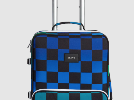 State Bags Poly Canvas Logan Suitcase Blue Checkerboard Hot on Sale