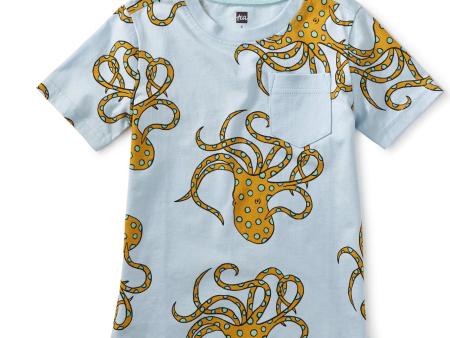 Tea Collection Pocket Tee Blue Ringed Octopus Size 2 Toddler Discount