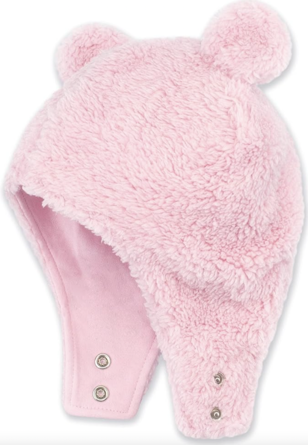 Zutano Furry Bear Hat Baby Pink Supply