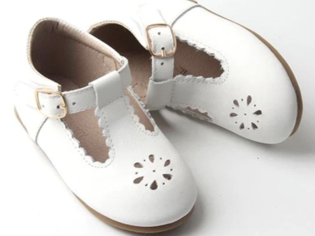 Consciously Baby Leather Petal T-Bar Cotton Hard Sole For Sale