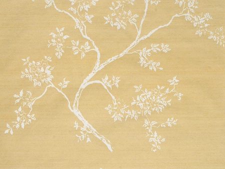 Scalamandre Wallpaper WP81102-005 Shibui White On Yellow Simulated Silk Supply