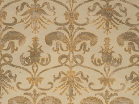 Scalamandre Wallpaper WP81089A-008 Madrid Ivory & Gold On Aqua For Discount