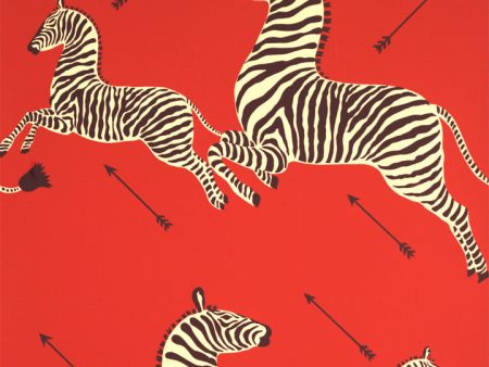 Scalamandre Wallpaper WP81388M-001 Zebras Masai Red Discount