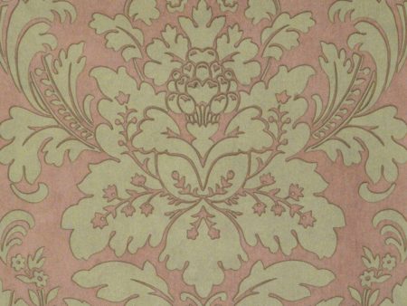 Scalamandre Wallpaper WP81305MM-017 Locksley Damask Celadon On Khaki Sale