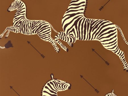 Scalamandre Wallpaper WP81388M-003 Zebras Safari Brown Fashion